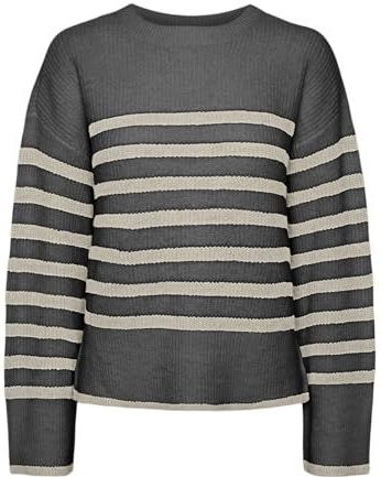 Pcline Ls O-Neck Knit Pwp Bc, dark grey melange, S