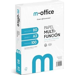 A3-papier, 80 g, 100 vel, multifunctioneel papier, voor inkjetprinters en lasers, A4, 297 x 420 mm, ideaal voor kantoor en thuis, m-office (100 vellen)