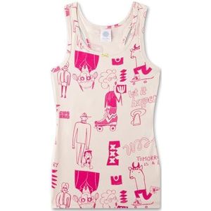 Sanetta Meisjes-onderhemd Roze | Hoogwaardig en duurzaam onderhemd voor meisjes van katoenmix. Onderhemd met brede bandjes en opvallende tekst print | Ondergoed voor meisjes, roze, 140 cm