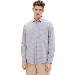 TOM TAILOR Herenhemd, 34618 - Beige Blue Oxford Check, XXL