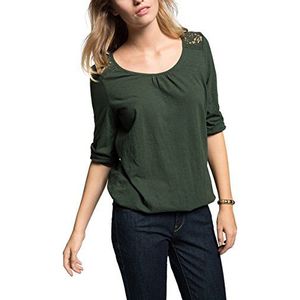 ESPRIT Damesshirt met lange mouwen met kant, groen (Forest 365), L
