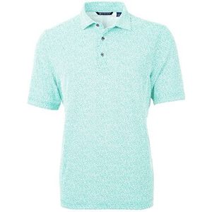 Cutter & Buck Men's Short Sleeve Virtue Eco Pique Botanical Print Polo Shirt, Fresh Mint, XXL