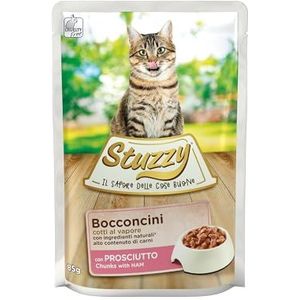 Stuzzy, Natvoer voor volwassen katten met ham, in lekkernijen - (24 zakjes à 85 g)