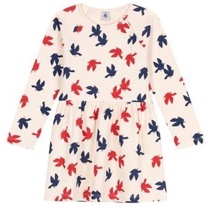 Petit Bateau Jurk met lange mouwen voor meisjes, ecru/multico, 3 jaar