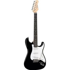 EKO - S-300 Zwart, elektrische gitaar model Stratocaster 4/4, kleur zwart