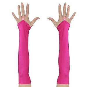 Widmann 00593 - Neonkleurige vingerloze satijnen handschoenen, ander speelgoed