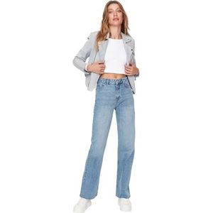 Trendyol Dames 90's wijde pijpen jeans, blauw, 38, Blauw, 64