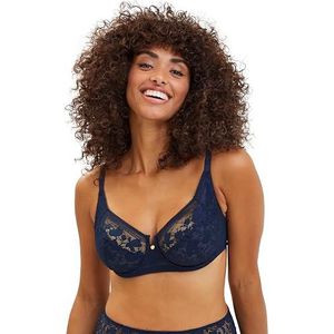 SANS COMPLEXE - Naadloze beha met kanten beugels - Suzie - dames - marineblauw - 100E, Marineblauw, 85E