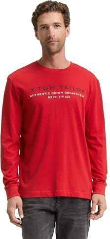 Tom Tailor - Shirt - Samba Red - Lange Mouwen - Met Logoprint