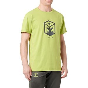 Hummel - Hmloffgrid - T-shirt - Donker Limoen/Myrtle - Katoen - Jersey-stof