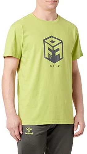 Hummel - Hmloffgrid - T-shirt - Donker Limoen/Myrtle - Katoen - Jersey-stof