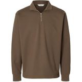 SELECTED MEN Slhrelaxluke Ls Half Zip Sweat, chocolade chip, L