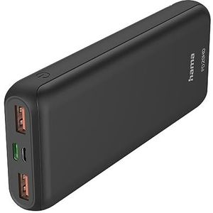 Hama Power Bank 20.000 mAh (externe batterij, 1 USB C + 2 USB A, Power Pack PD Qualcomm Quick Charge 3.0, batterij smartphone tablet, bluetooth-luidspreker, led-indicatoren, draagbare oplader, kabel