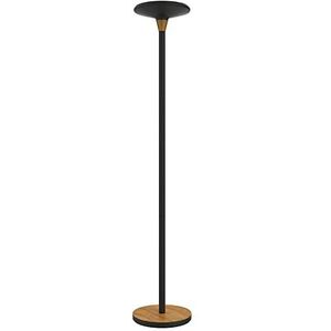 Unilux BALY Led-vloerlamp, 44 W, 5300 lumen, dimbaar, 180 x 34 cm, zwart/bamboe