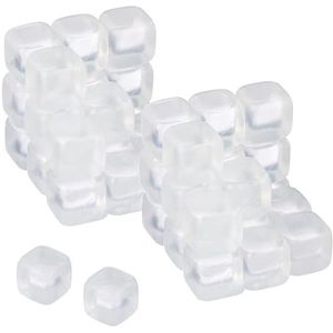 Relaxdays herbruikbare ijsblokjes, set van 36, XXL ijsklontjes, kunststof, voor koele drankjes, vierkant, doorzichtig