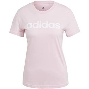 adidas Dames Essentials Slim Logo Tee, Clear Pink/White, XS