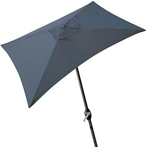 AKTIVE 53880 Rechthoekige parasol voor balkon, parasol, terras, rechthoekige parasol, terras, tuin, 200 x 120 cm, kleur antraciet, aluminium mast, mast Ø 38 mm