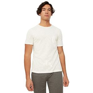 Trendyol Heren White Men Slim Fit Short Sleeve C T-Shirt, S