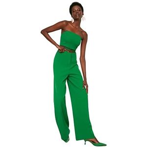 Trendyol Dames hoge taille rechte pijpen broek, Groen, 60