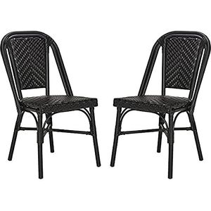 Safavieh set met 2 stoelen, bistro, Aisley, rotan, zwart, 54 x 45 x 88,9 cm