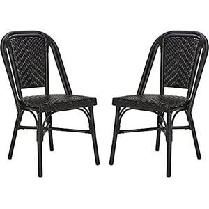 Safavieh set met 2 stoelen, bistro, Aisley, rotan, zwart, 54 x 45 x 88,9 cm
