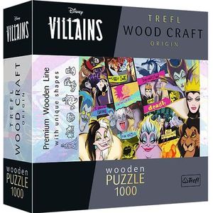 Trefl - Wood Puzzle: Disney Villains, Villains Rally - 1000 Elementen, Hout Ambacht, 100 Sprookjesfiguren, Moderne Premium Puzzel, Voor Volwassenen en kinderen vanaf 12 jaar