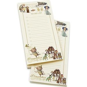 Set 2 To Do List, notitieboek 9,5 x 21 cm, notitieblok, weekplanner, dagplanner, 50 vellen à 80 g, motief: De avonturen van Pinocchio