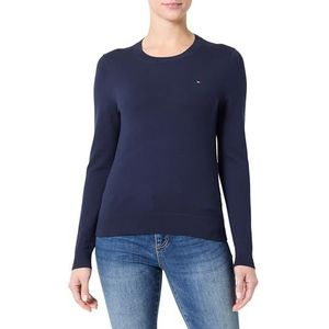 Tommy Hilfiger - Trui - Donkerblauw - Biologisch Katoen - Geborduurde Vlag