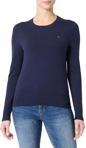 Tommy Hilfiger - Trui - Donkerblauw - Biologisch Katoen - Geborduurde Vlag