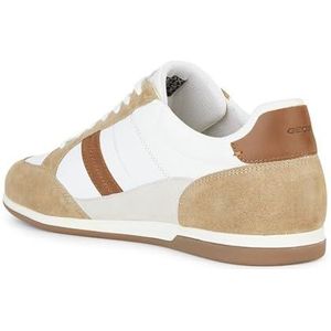 Geox U Renan A Sneakers voor heren, wit/bruin, 42 EU, Wit bruin katoen, 42 EU