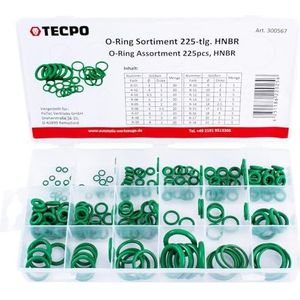 TECPO 300567 O-ring assortiment HNBR 225-delig rubberen afdichtringen voor airconditioning rubberen afdichtingen set