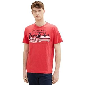 TOM TAILOR Heren 1036322 T-shirt, 31045-Soft Berry Red, L, 31045 - Soft Berry Red, L