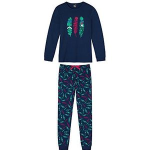 Schiesser Tweedelige pyjama voor meisjes, blauw (donkerblauw 803), 164 cm