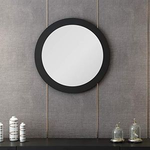 Homemania Melamine spaanplaat, spiegel, zwart, chroom, 60 x 2 x 60 cm