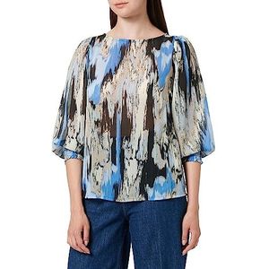 KAFFE Damesblouse, Blauwe Ikat Print, 36