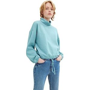 TOM TAILOR Denim Dames Cropped sweatshirt met trekkoord 1034294, 30564 - Reef Blue Melange, M