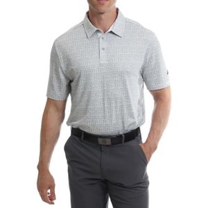 Under Par Heren vochtafvoerend sneldrogend stretch golfpoloshirt met korte mouwen all-over print, grijs, L, 2385 - Grijs, L