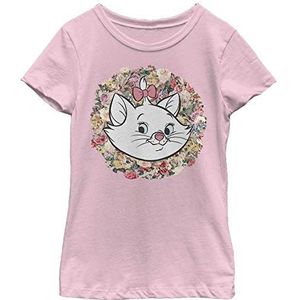 Disney - Circle Floral Marie Girls Crew neck T-Shirt Light pink 152