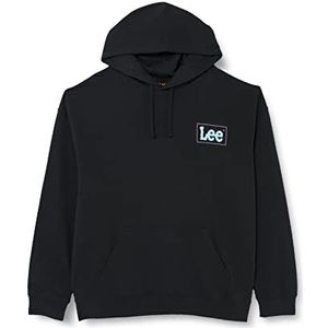 Lee Sweatshirt met capuchon voor heren, los logo, gewassen zwart, maat XX-Large, Washed Black, XXL