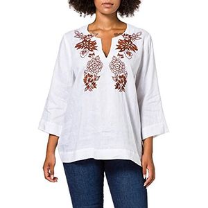 APART Fashion Tunica voor dames, met borduurwerk, tuniek-shirt, wit-bruin, normaal