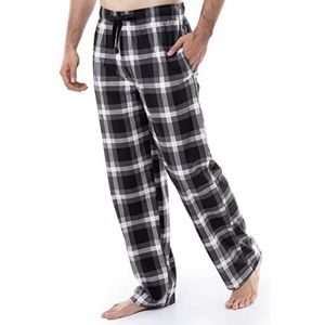 Izod Heren slaapbroek van flanellen fleece pyjamabroek, Black Plaid, Large, Black Plaid, L