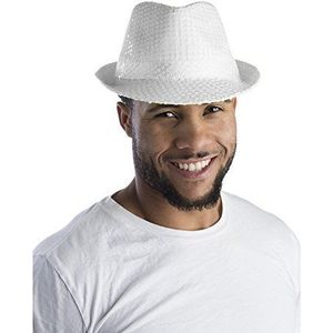 Dress-up amerika witte lovertjes Fedora-hoed voor volwassenen
