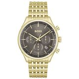 BOSS Chronograph Quartz horloge voor heren met goudkleurige roestvrijstalen armband - 1514051