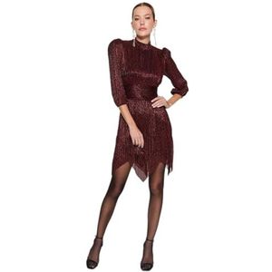 Trendyol Dames TPRAW23EL00304 jurk, bordeaux, 6, Bordeaux, 32