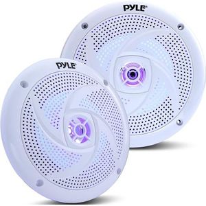 Pyle Marine Luidsprekers – 2-weg Waterdicht en Weerbestendig Speakers- Buitenluidsprekers – Luidsprekers voor Boten - Stereosysteem met LED-lampen-100 Watt - 1 Paar - Wit
