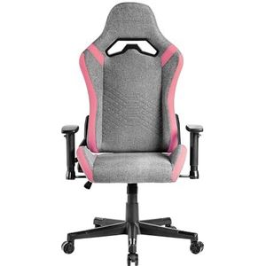 Mars Gaming MGC-PRO, Professionele Gaming Stoel, Ademende Fabric Finish, 2D Armleuningen en 135° Reclining Rugleuning, Soft-Touch Lenden- en Cervicale Kussens, XL Wielen en Klasse 4 Gasveer, Roze