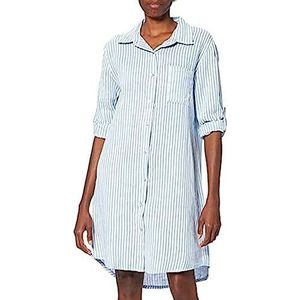 Bonateks Gestreept shirt voor dames, Made of Pure Linen casual jurk, azuurwit, 36 EU, blauw, 36