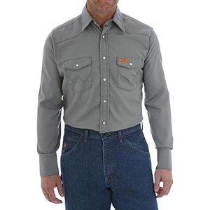 Wrangler Men's Flame Resistant Lightweight Work Shirt, Charcoal, Large