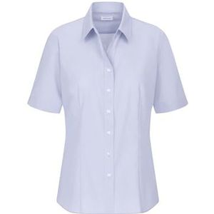 Seidensticker Hemdblouse voor dames, korte mouwen, modern fit, effen, strijkvrij, hemdblouse, blauw, 54 NL