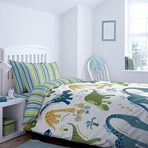 Catherine Lansfield Dino beddengoed, 100% katoen, 180 x 220 + 50 x 125, 2 stuks